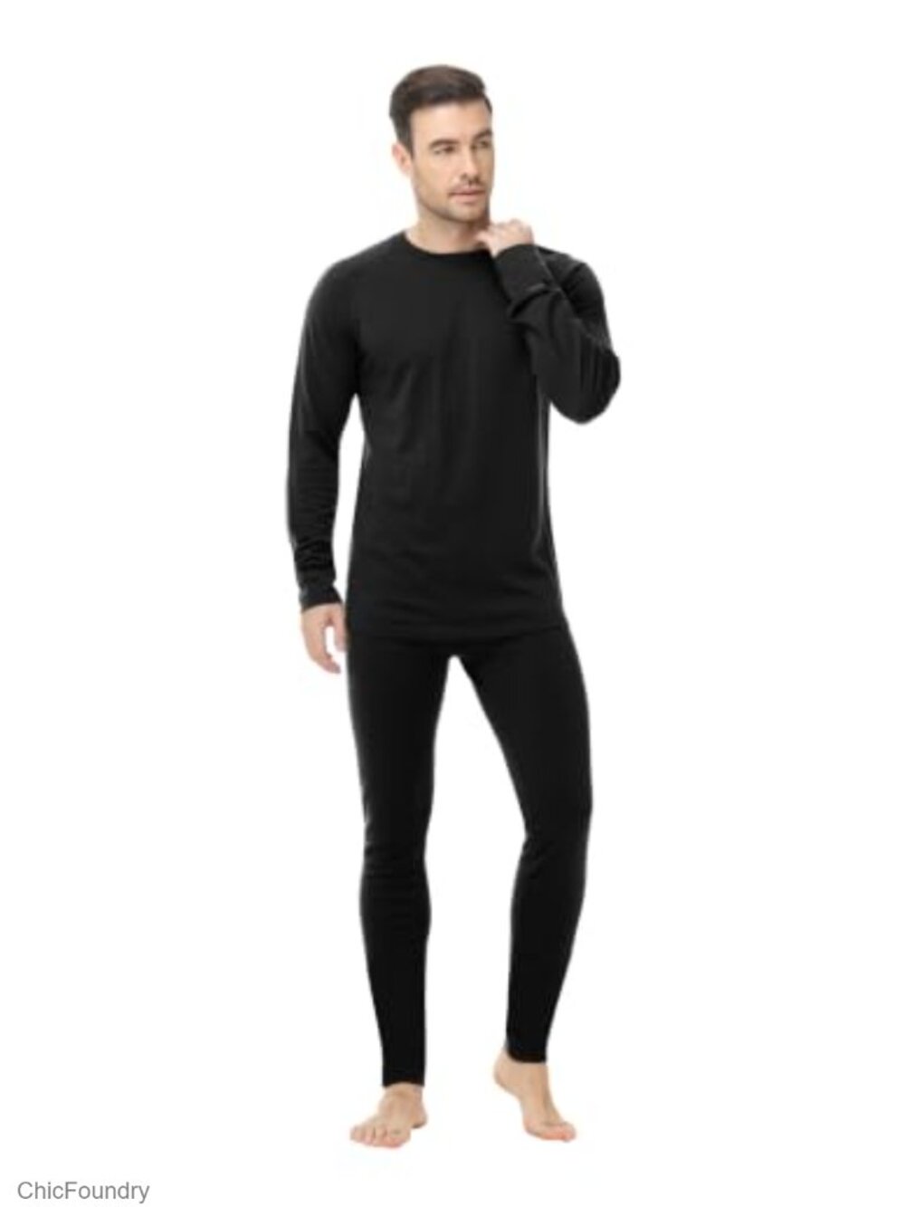 100% Merino Wool Men's Base Layer Set Lightweight Ski Thermal